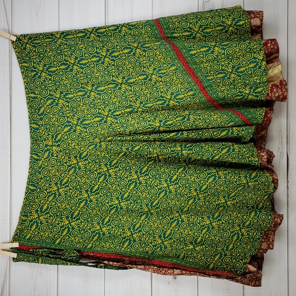 Darn Good Yarn Sari Silk Wrap Skirt Ankle Goddess - Picture 5 of 16